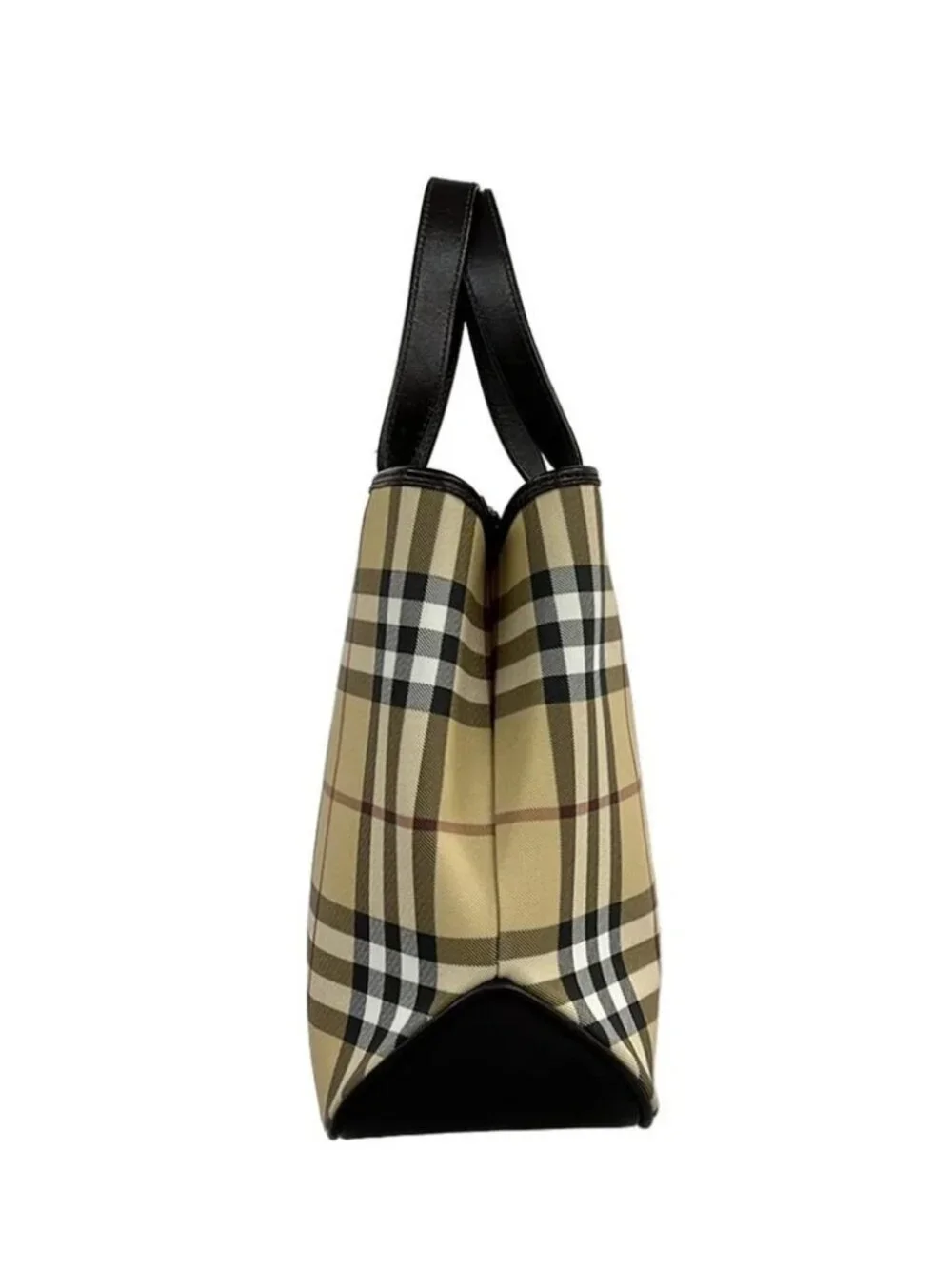 Burberry LONDON Beige Dark Brown Multi PVC Leather Unisex Tote Bag - Picture 4 of 11